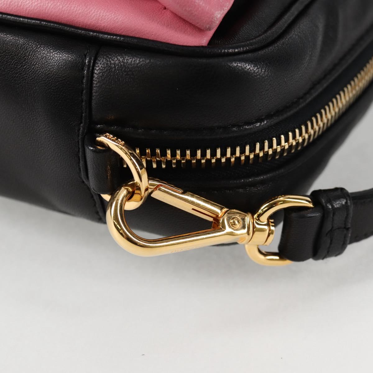 Prada Ribbon, Black, Leather, shoulder