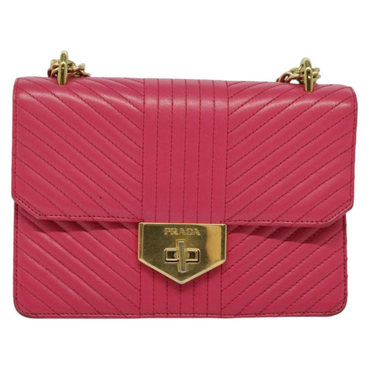 Prada Turnlock, Pink, Leather, shoulder