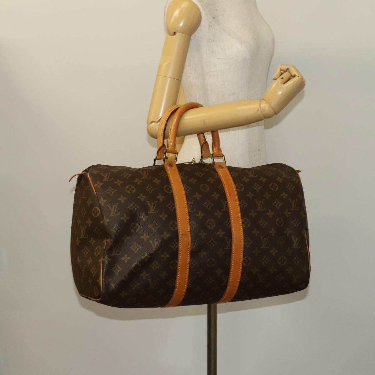 Louis Vuitton Keepall 45, Brown, Canvas, travel