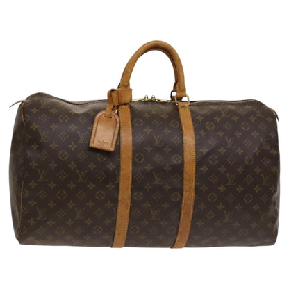 Louis Vuitton Keepall 55, Brown, Canvas, travel