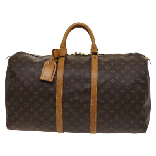 Louis Vuitton Keepall 55, Brown, Canvas, travel