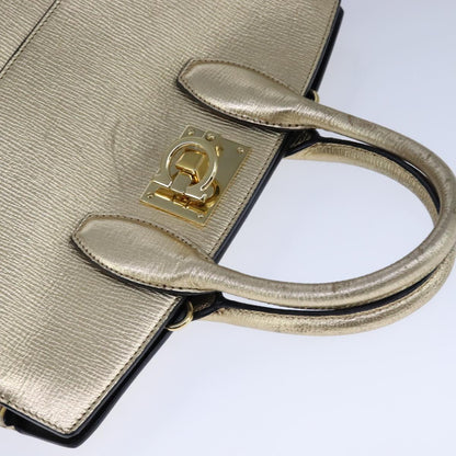 Salvatore Ferragamo Gancini, Gold, Leather, handbag