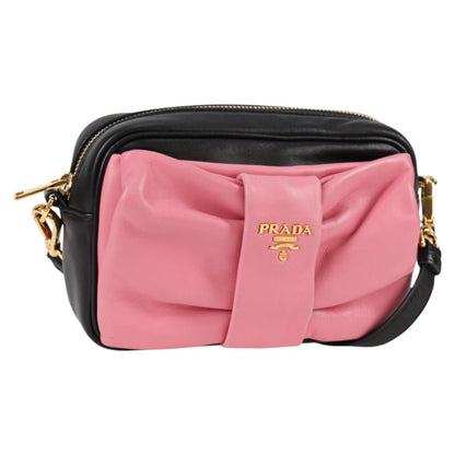 Prada Ribbon, Black, Leather, shoulder
