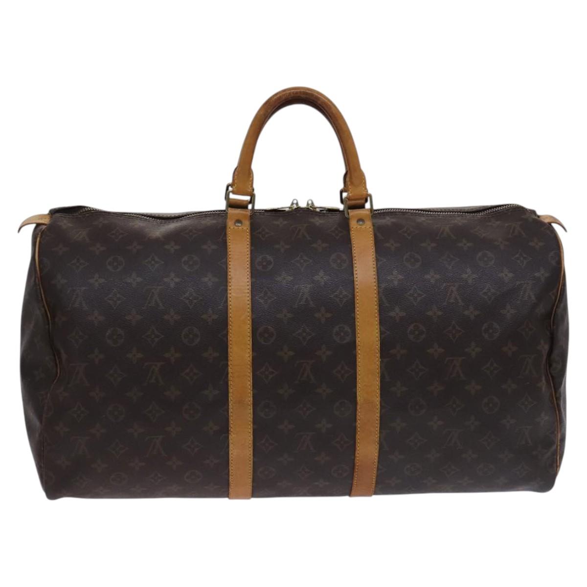 Louis Vuitton Keepall 55, Brown, Canvas, travel