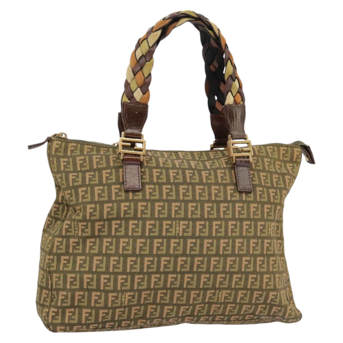 Fendi Zucchino, Khaki, Canvas, handbag