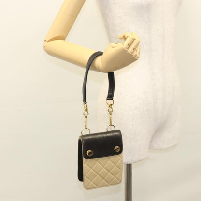 Chanel Phone case, Beige, Leather, clutch