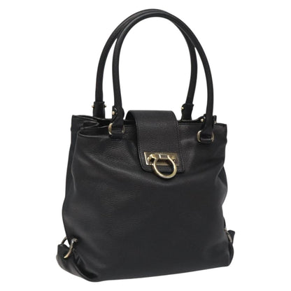 Salvatore Ferragamo Gancini, Black, Leather, handbag