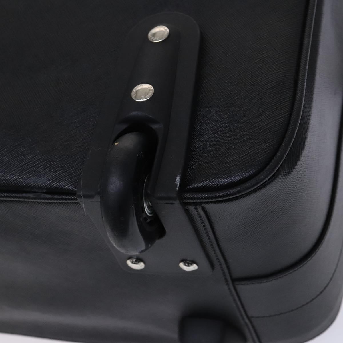 Prada Triangle Logo, Black, Leather, travel