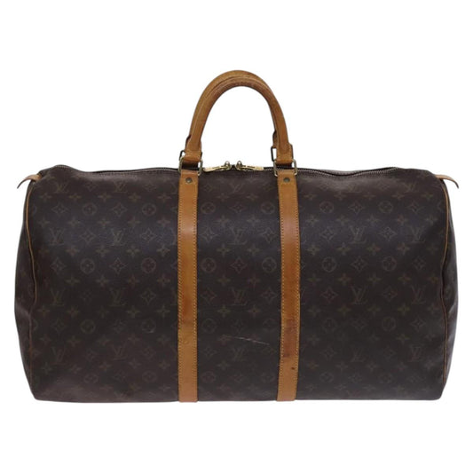 Louis Vuitton Keepall 55, Brown, Canvas, travel