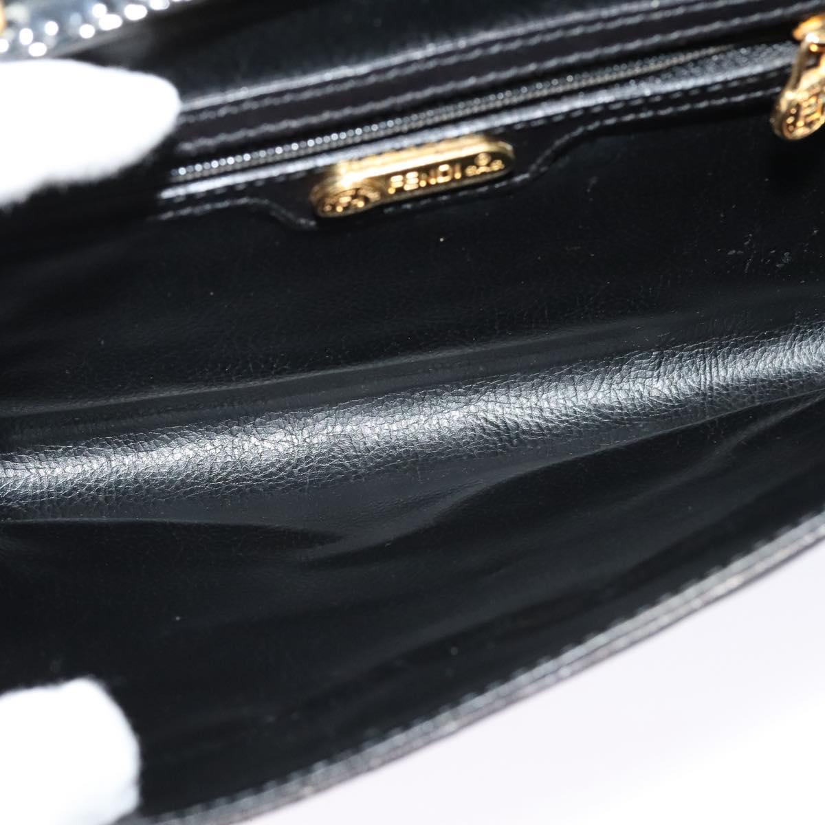 Fendi Envelope Clutch Leather, BLACK, LEATHER, Clutche & pouche
