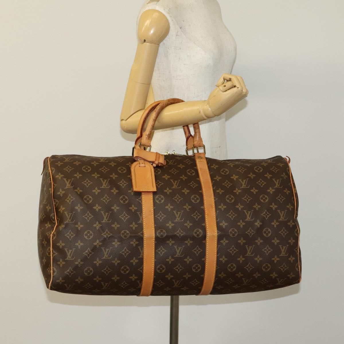 Louis Vuitton Keepall 55, Brown, Canvas, travel