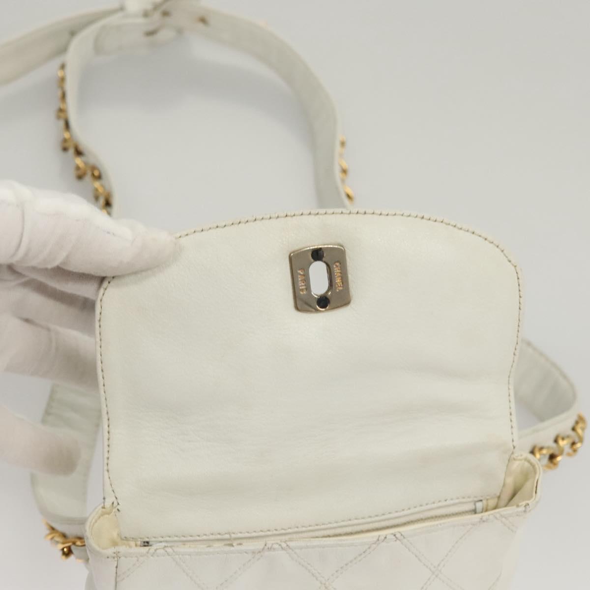 Chanel Cc, White, Leather, shoulder