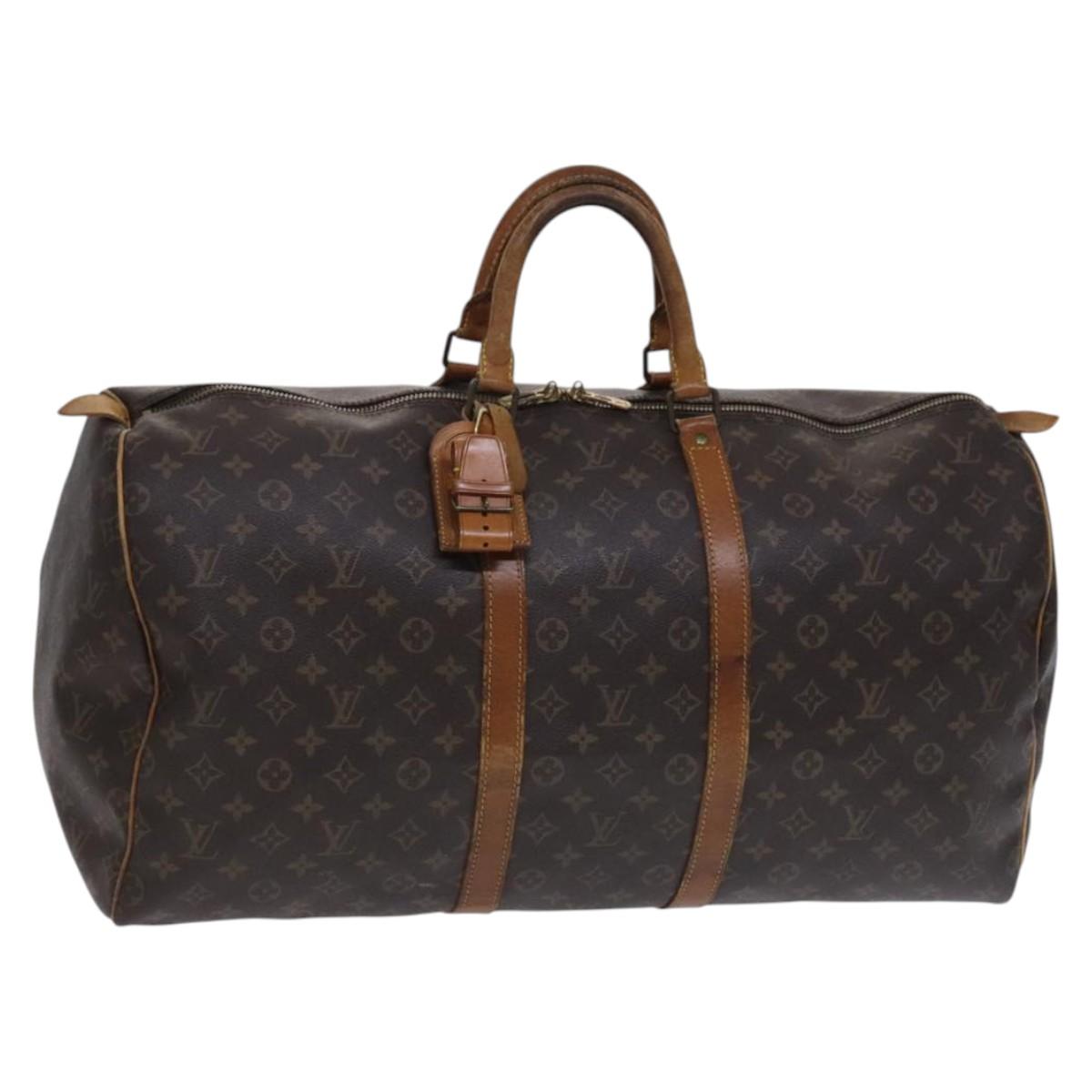 Louis Vuitton Keepall 55, Brown, Canvas, travel
