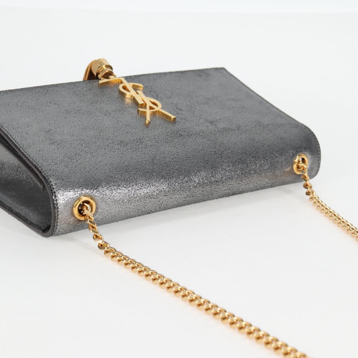 Saint Laurent Kate, Silver, Leather, shoulder