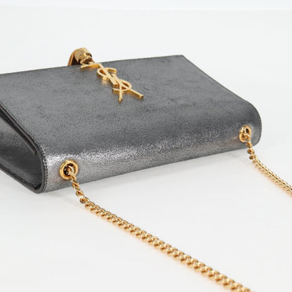 Saint Laurent Kate, Silver, Leather, shoulder