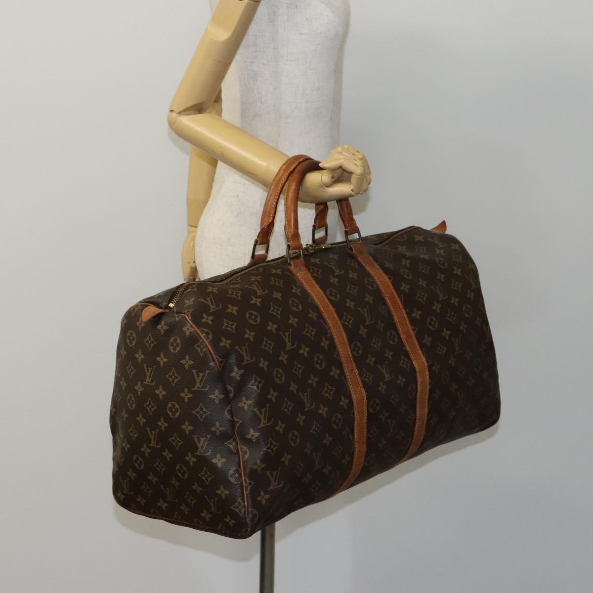 Louis Vuitton Keepall 55, Brown, Canvas, travel
