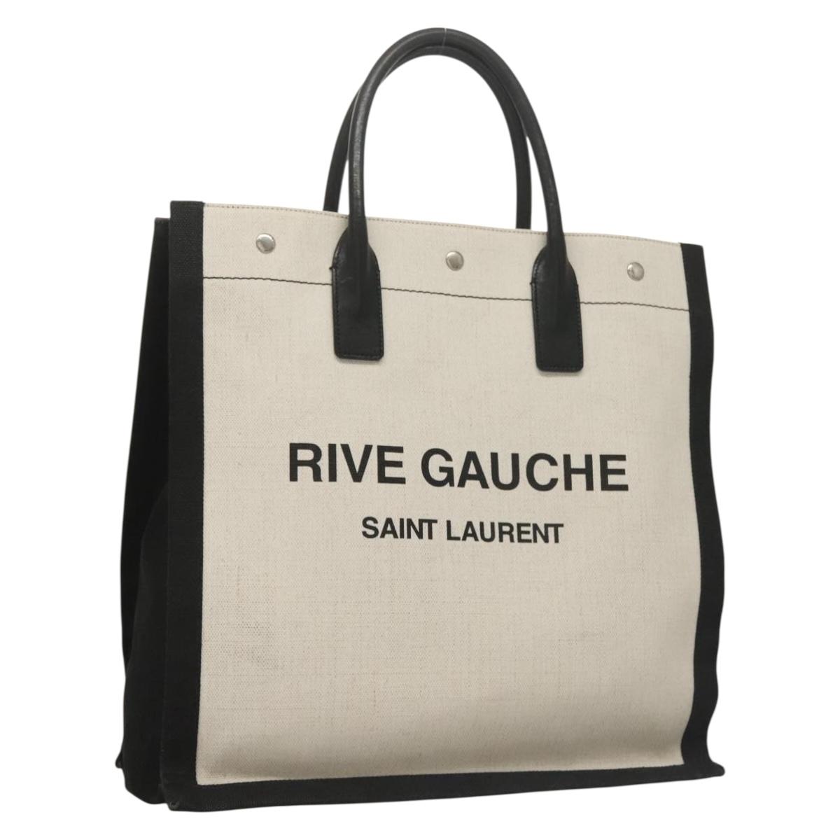 Saint Laurent Rive Gauche, White, "CANVAS, LEATHER", handbag