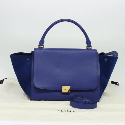 Céline Trapèze, Blue, Leather, handbag
