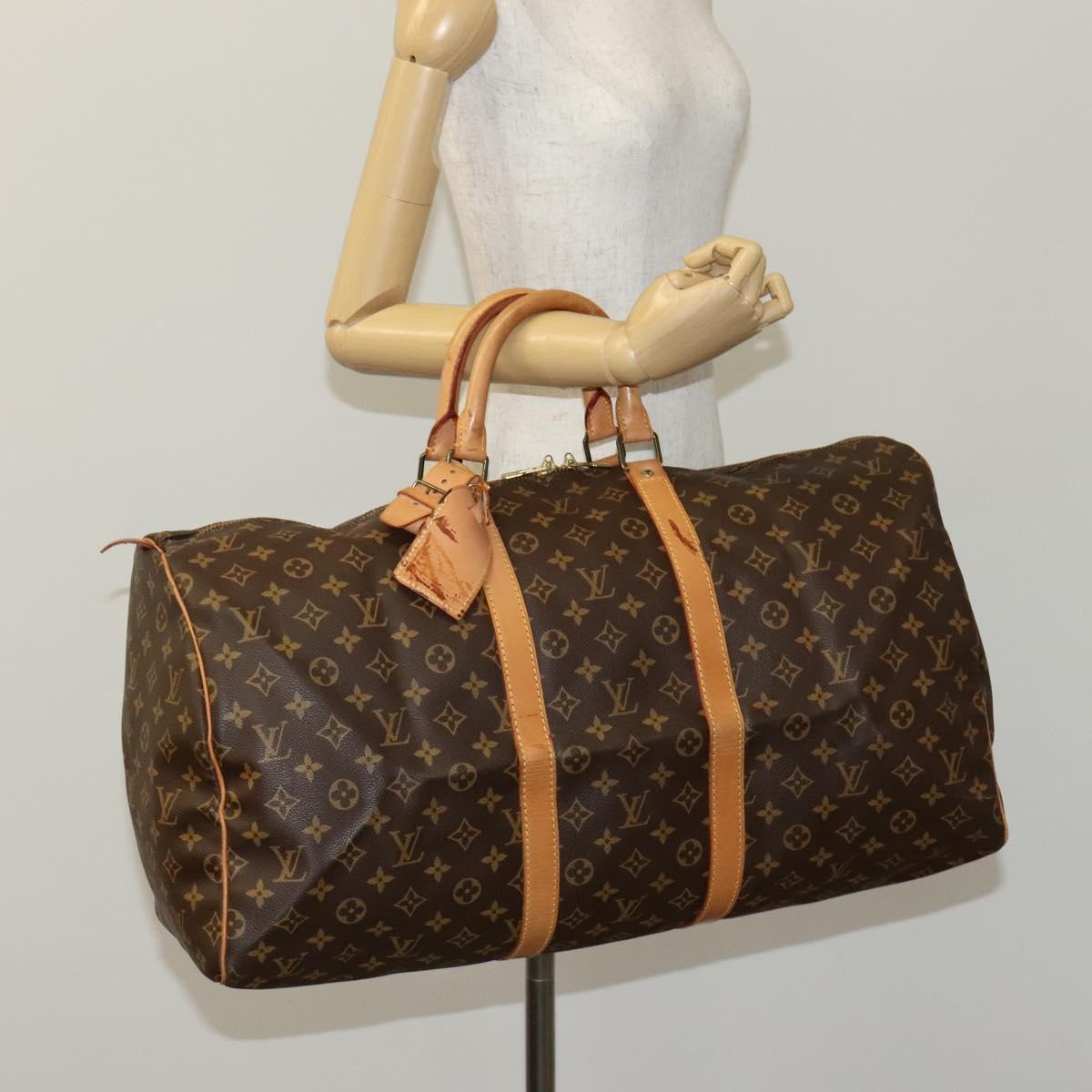 Louis Vuitton Keepall 55, Brown, Canvas, travel