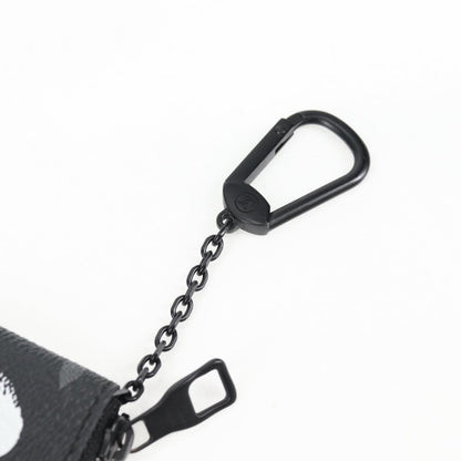 Louis Vuitton Pochette Clés, Black, Canvas, wallet