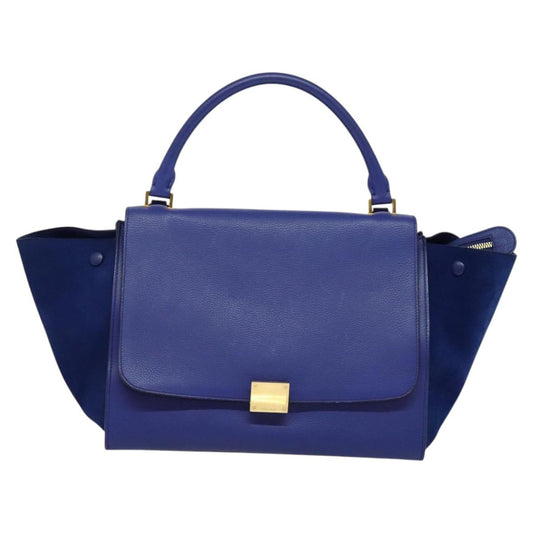 Céline Trapèze, Blue, Leather, handbag
