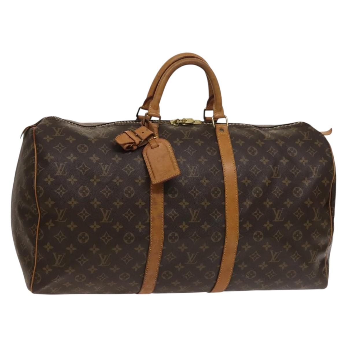 Louis Vuitton Keepall 55, Brown, Canvas, travel