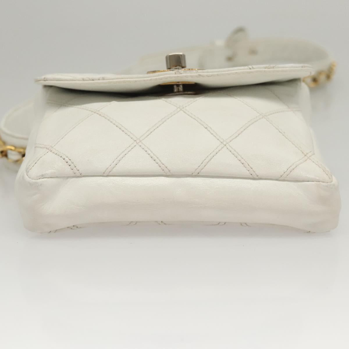 Chanel Cc, White, Leather, shoulder