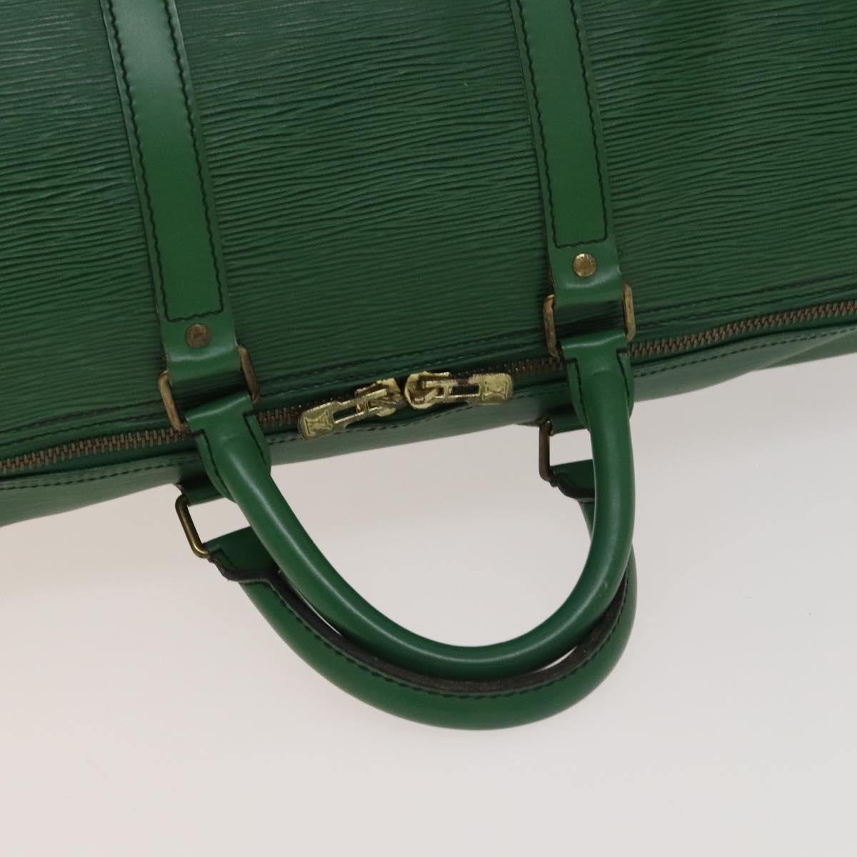Louis Vuitton Keepall 55, Green, Leather, travel