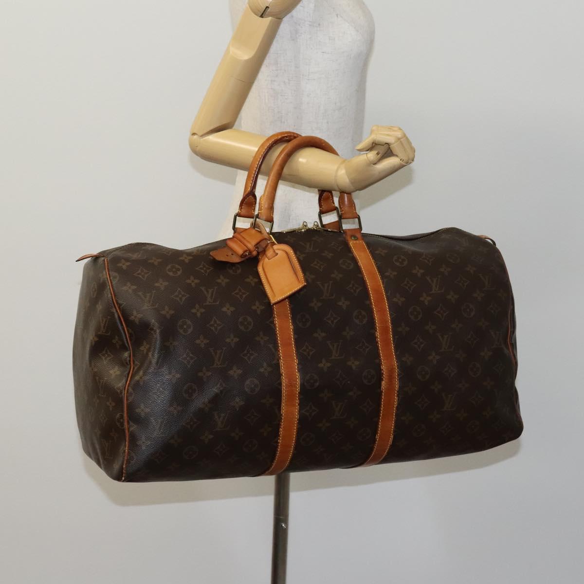Louis Vuitton Keepall 55, Brown, Canvas, travel