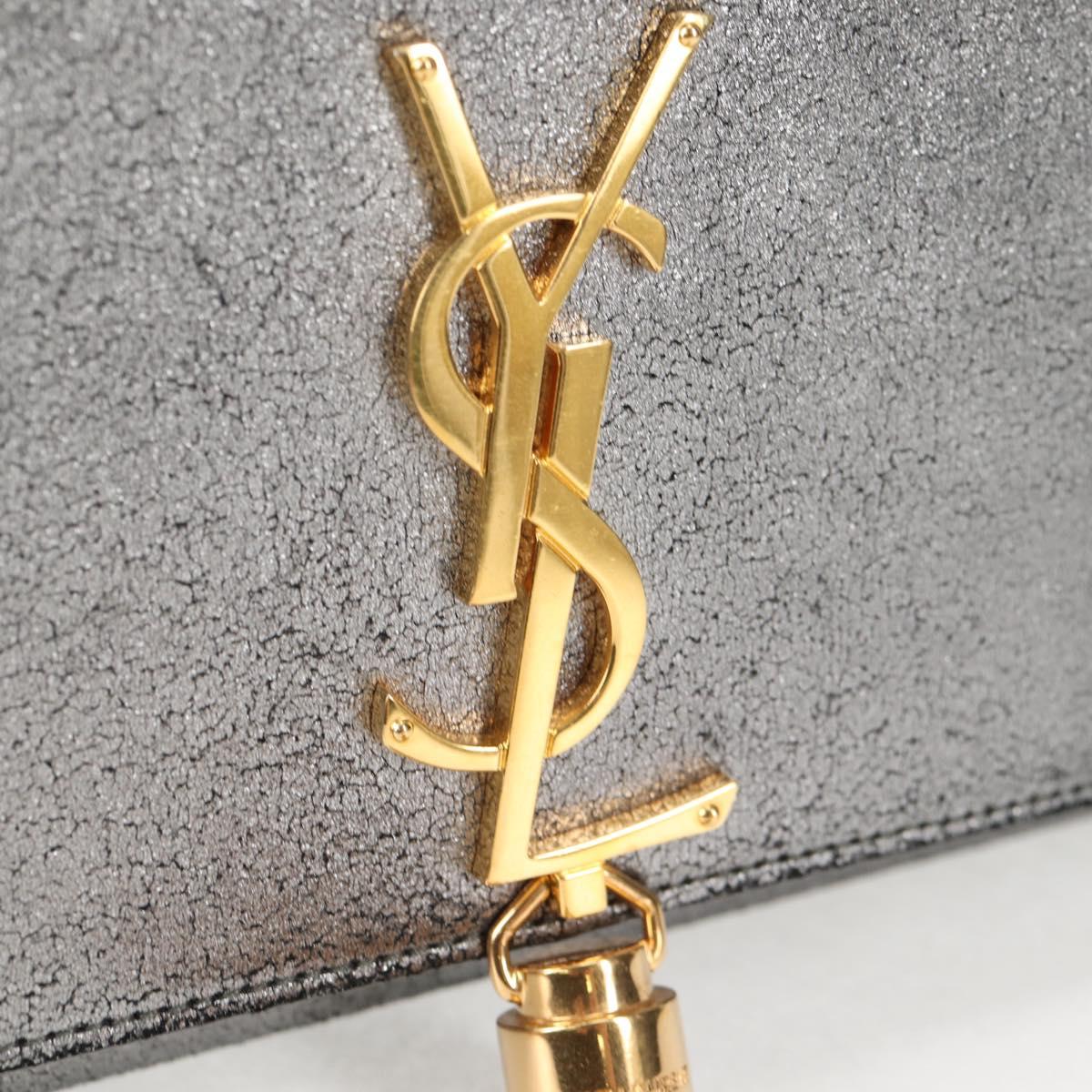 Saint Laurent Kate, Silver, Leather, shoulder