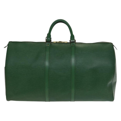 Louis Vuitton Keepall 55, Green, Leather, travel