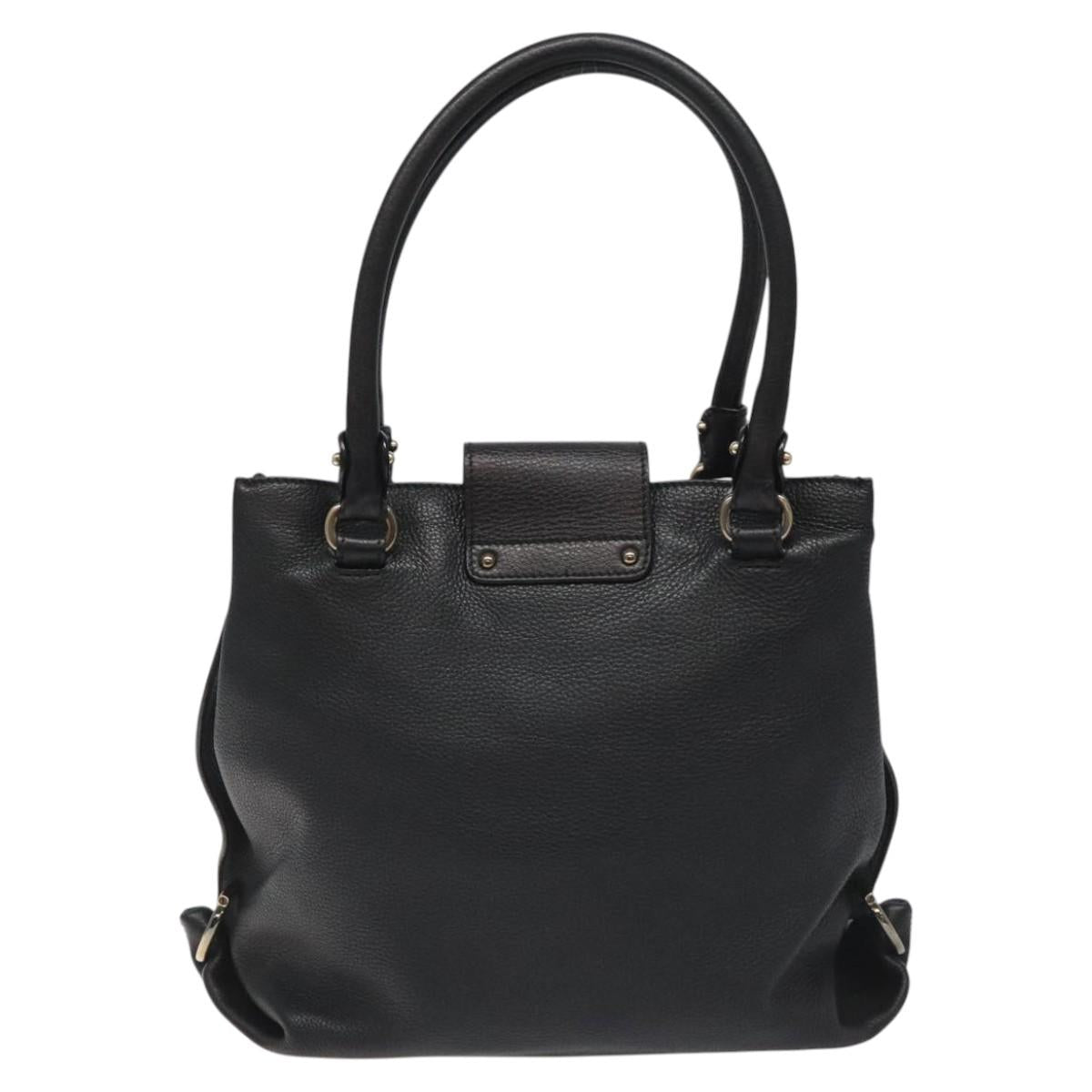 Salvatore Ferragamo Gancini, Black, Leather, handbag