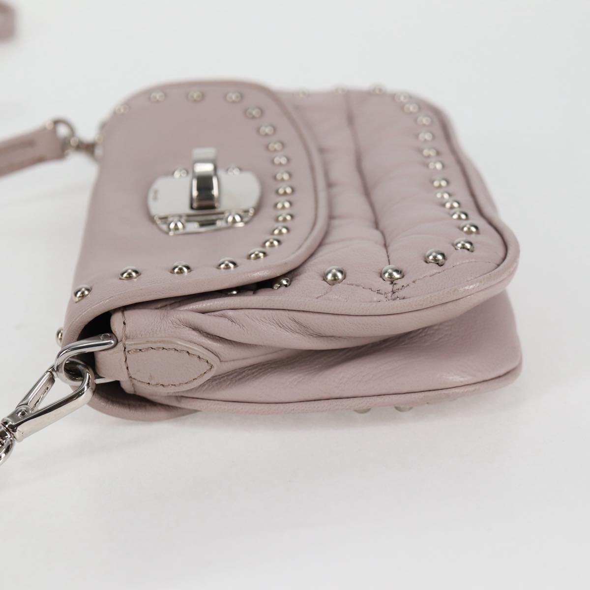 Miu Miu Studded, Pink, Leather, shoulder
