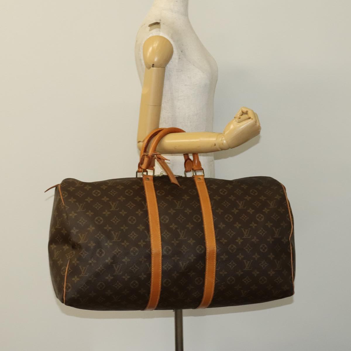 Louis Vuitton Keepall 55, Brown, Canvas, travel