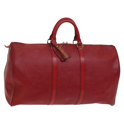 Louis Vuitton Keepall 50, Red, Leather, travel