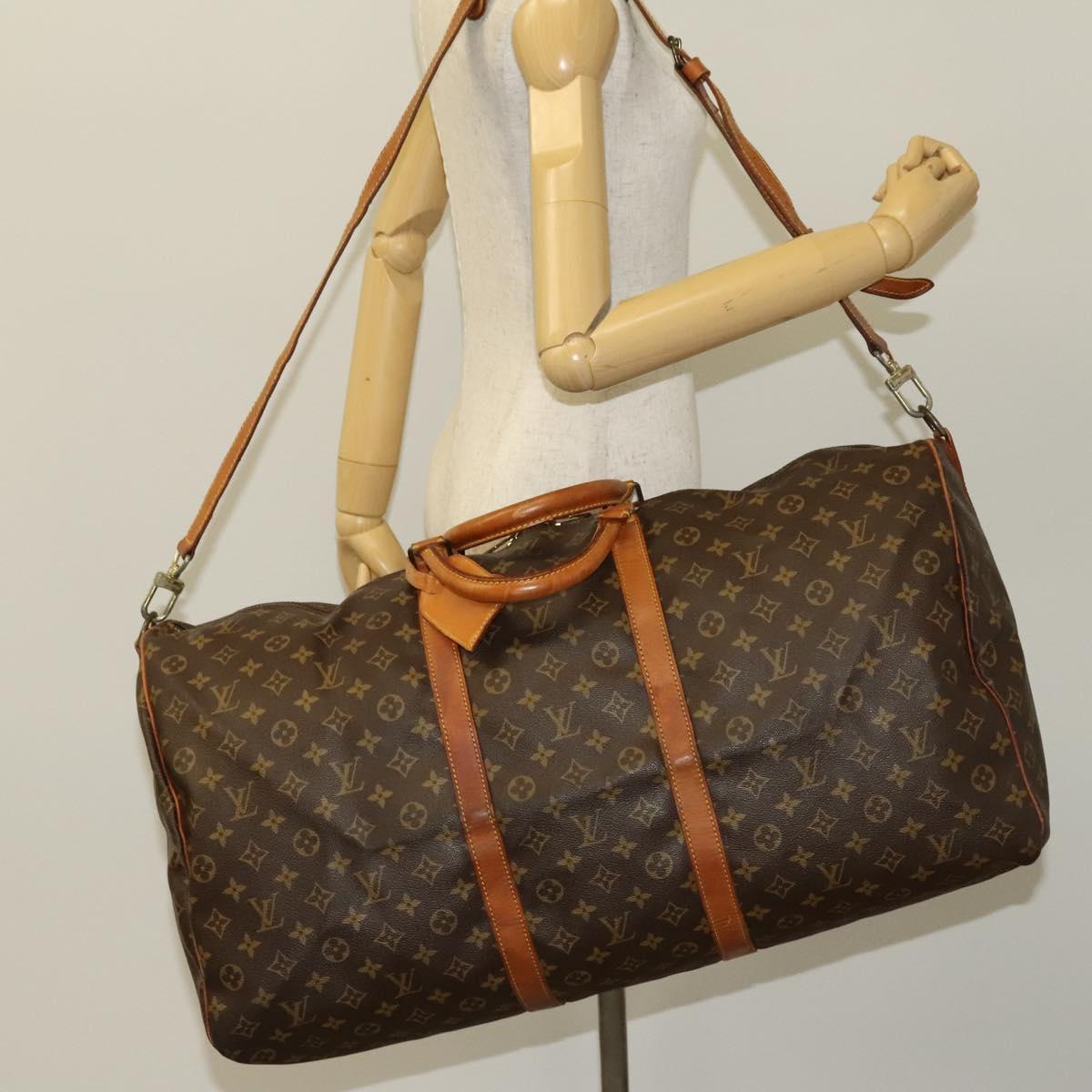 Louis Vuitton Keepall Bandoulière 55, Brown, Canvas, travel