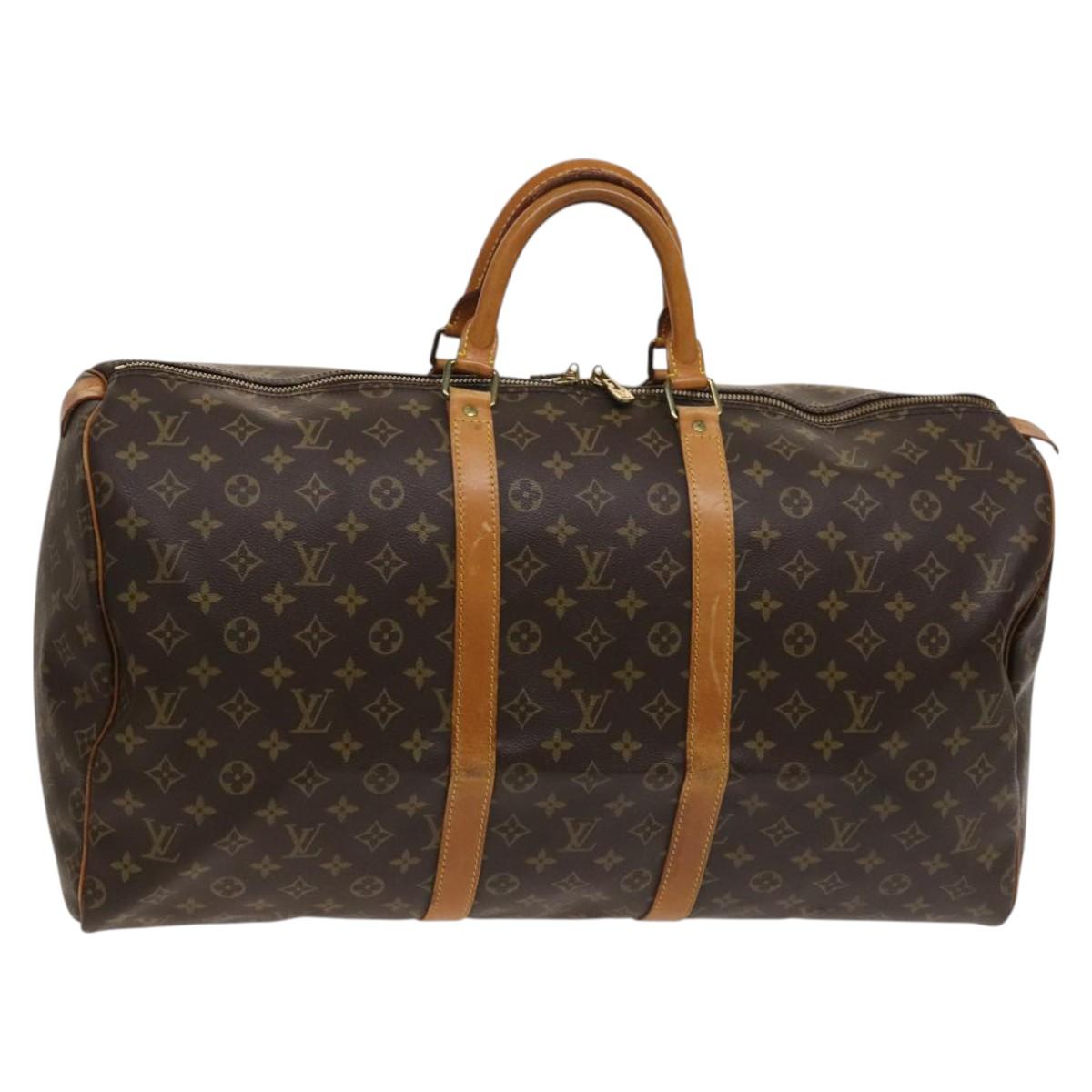 Louis Vuitton Keepall 55, Brown, Canvas, travel