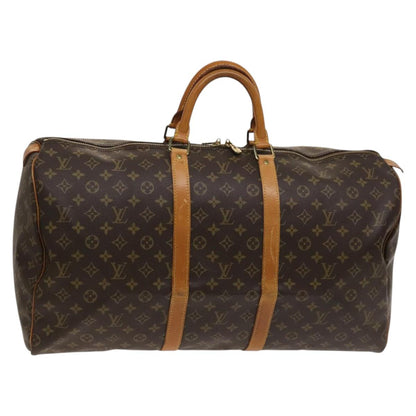 Louis Vuitton Keepall 55, Brown, Canvas, travel