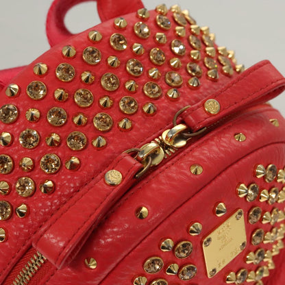 MCM Stark, Red, Leather, backpack