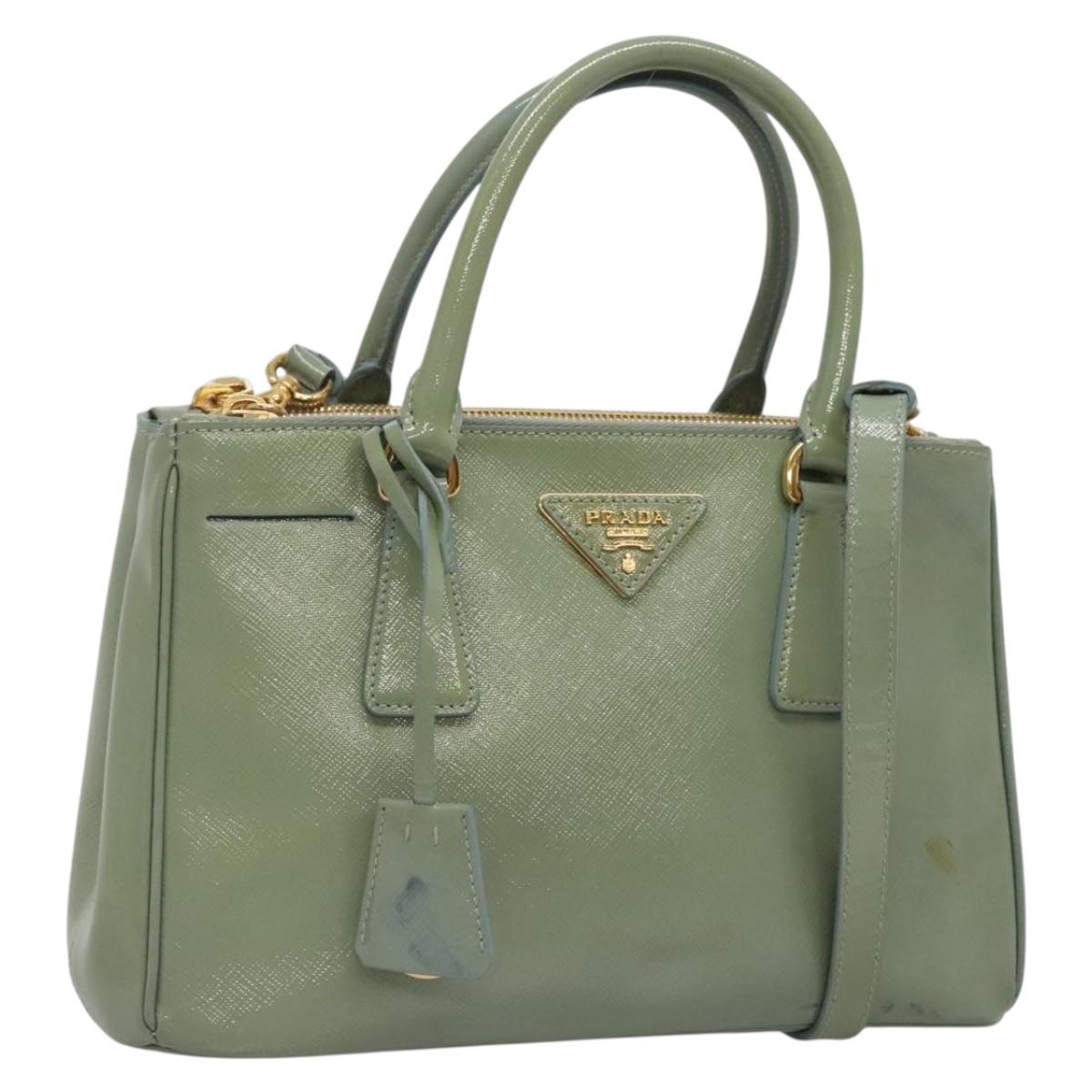 Prada Galleria, Green, Leather, handbag