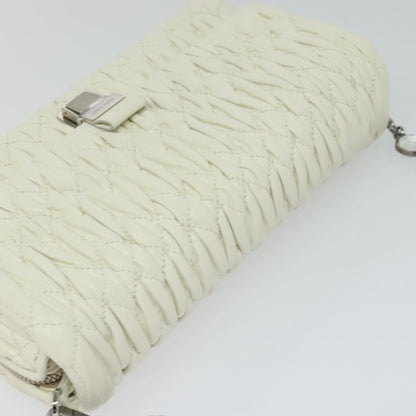 Miu Miu Crystal, White, Leather, shoulder