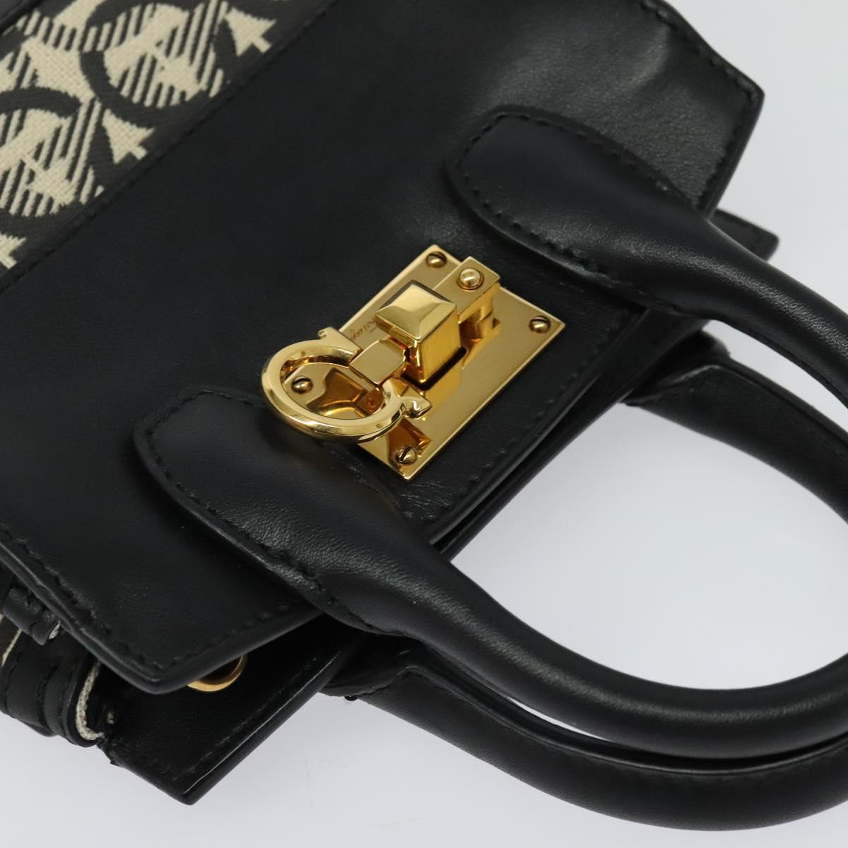Salvatore Ferragamo Gancini, Black, Leather, handbag