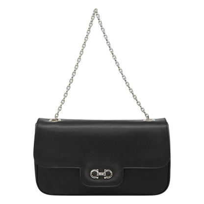 Salvatore Ferragamo Gancini, Black, Leather, shoulder