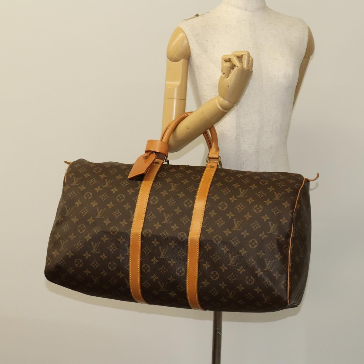 Louis Vuitton Keepall 55, Brown, Canvas, travel