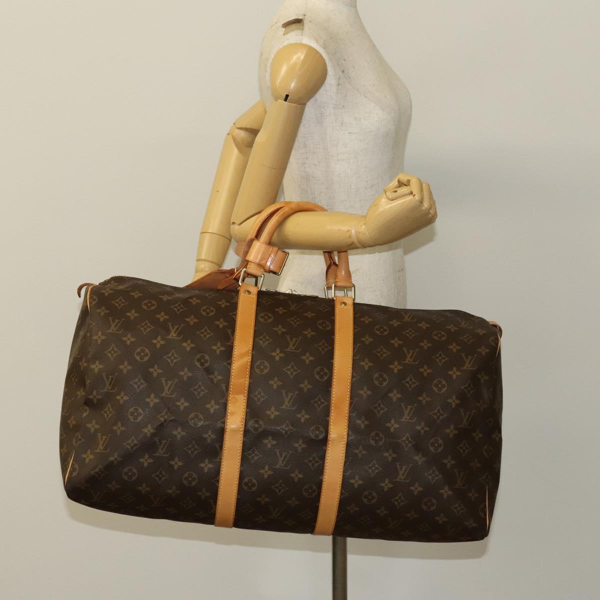 Louis Vuitton Keepall 55, Brown, Canvas, travel