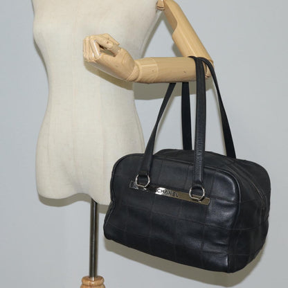 Chanel Chocolate bar, Black, Leather, handbag