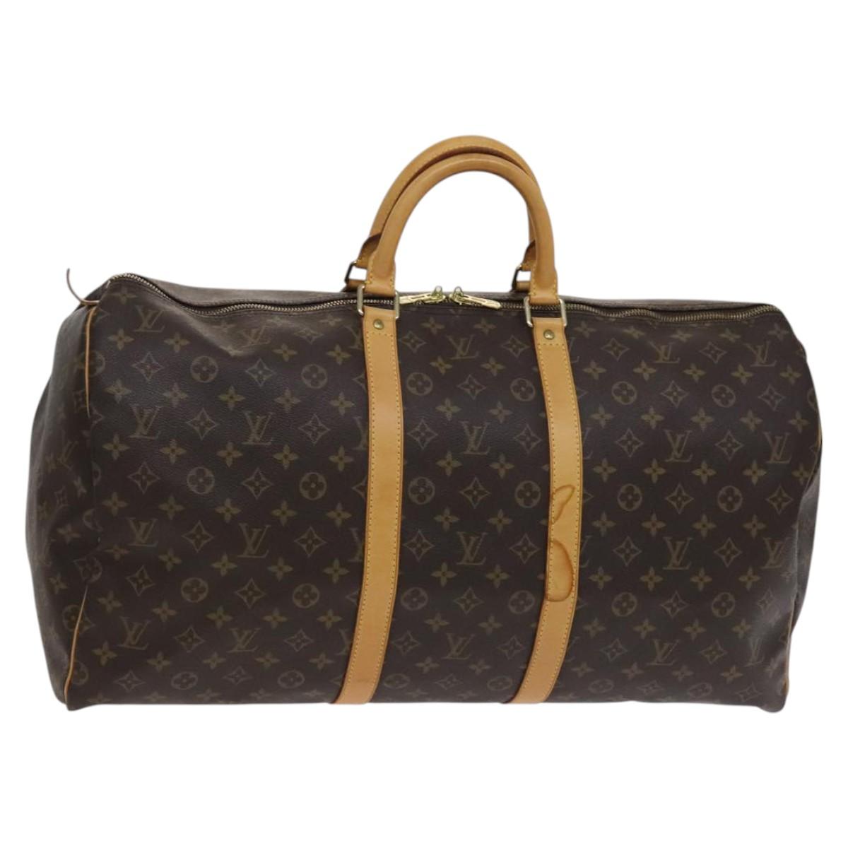 Louis Vuitton Keepall 55, Brown, Canvas, travel