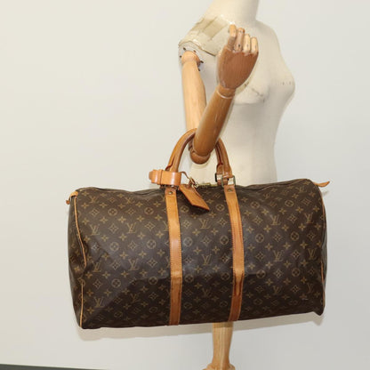 Louis Vuitton Keepall 55, Brown, Canvas, travel