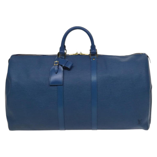 Louis Vuitton Keepall 55, Blue, Leather, travel