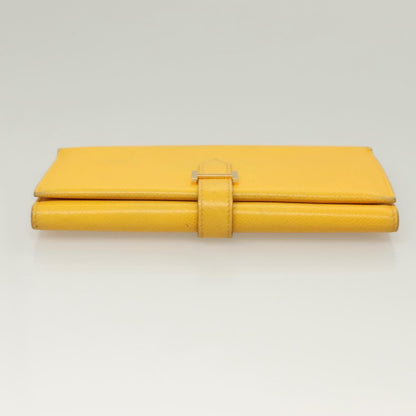 Hermès Béarn, Yellow, Leather, wallet